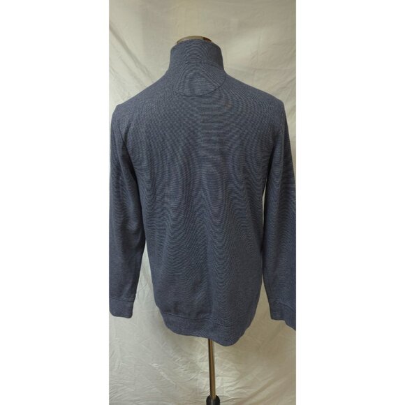 Chaps Mens Medium Blue White Stripes Quarter Zip Pullover Long Sleeve Shirt - Picture 7 of 12